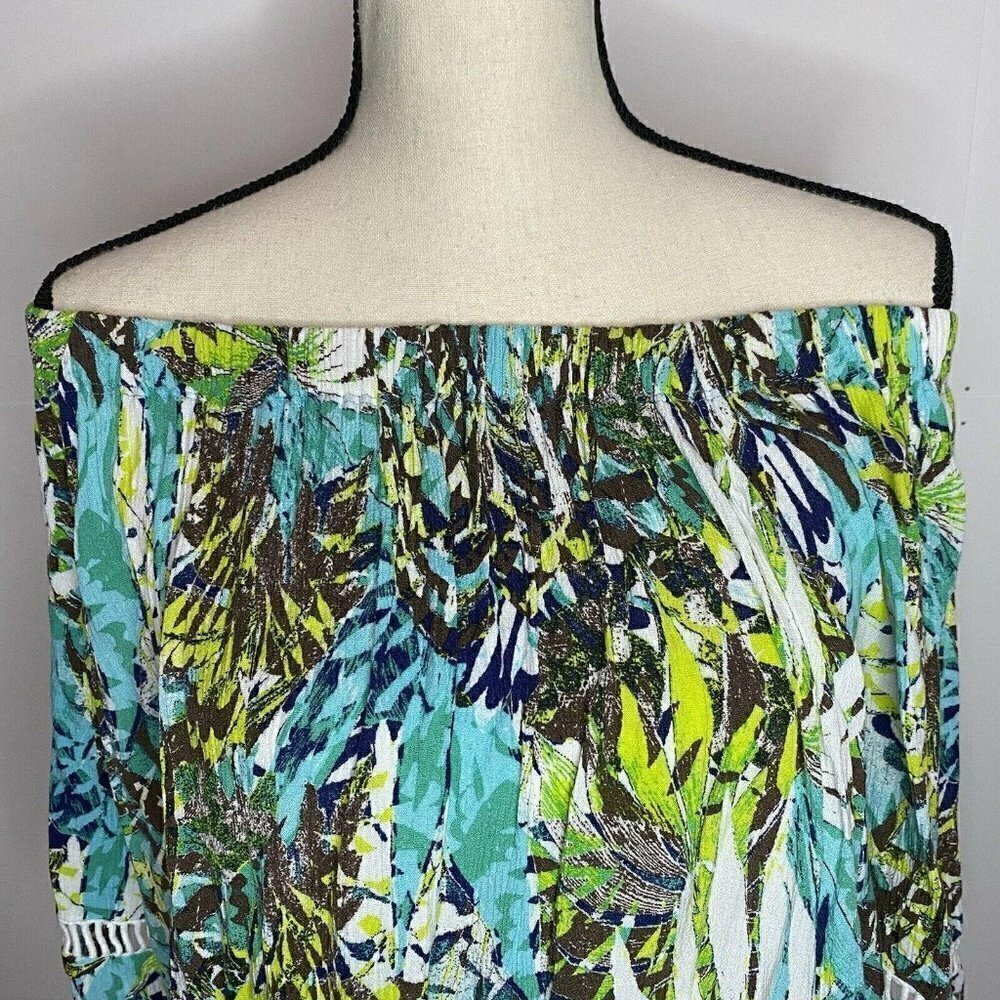 Westbound Woman Plus Sz 2X Tropical Off Shoulder Blouse Top